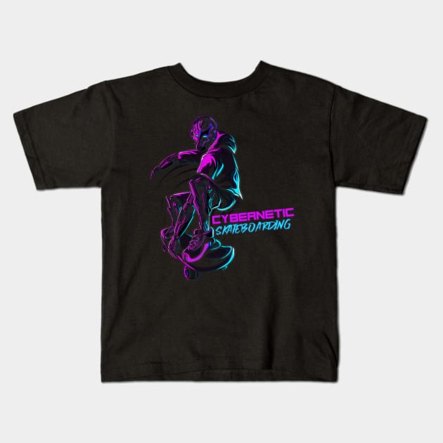Cybernetic Skateboarding Kids T-Shirt by Impulse Graphics